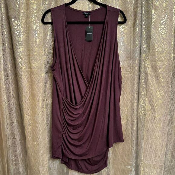 Torrid Studio Tissue Jersey Jersey Surplice Tank Sassafras Purple 5X NWT - Picture 1 of 9